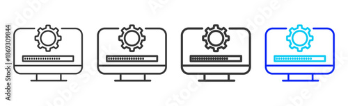 process loading icon set collection creative outline style for electronic data interchange with multiple thickness variations suitable for business system workflow integration