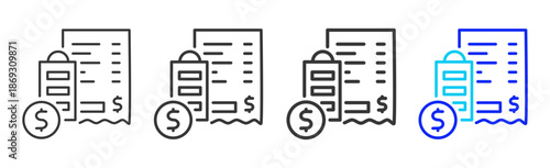 payment gateway icon set collection creative outline style for electronic data interchange with multiple thickness variations suitable for business system workflow integration