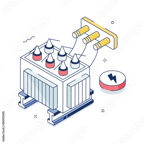 Creatively crafted amazing isometric illustration of electric transformer