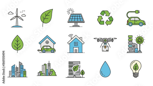 set of ecology icons