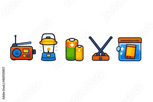 Emergency preparedness icons on a gradient background
