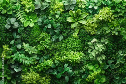 Thick Fluffy Moss Texture in Varied Green Botanical Shades