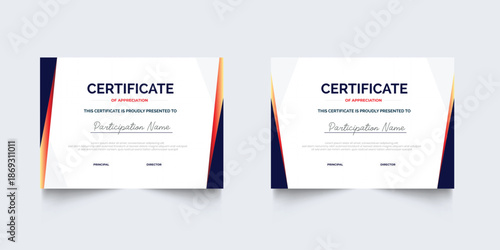 Flat design certificate of appreciation template, Clean modern certificate with geometric, Certificate template
