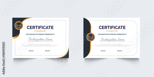 Flat design certificate of appreciation template, Clean modern certificate with geometric, Certificate template