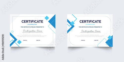 Flat design certificate of appreciation template, Clean modern certificate with geometric, Certificate template
