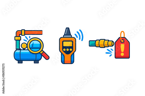 Leak detection concept with compressor, detector and warning tag