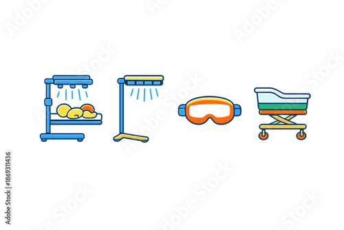 Medical equipment icons for neonatology