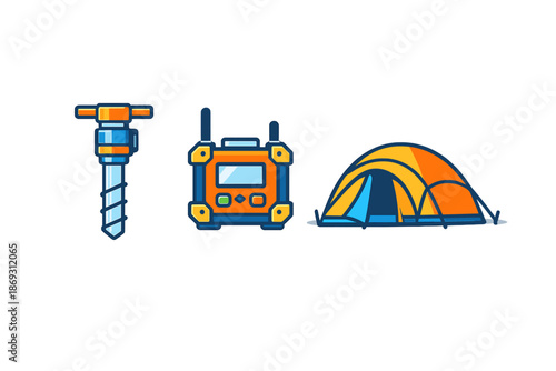 Camping and exploration gear icons