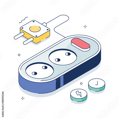 Check out this amazing isometric illustration of power extension electrical socket