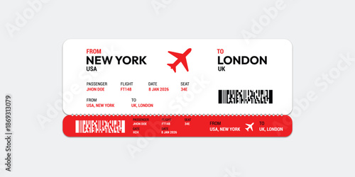 Realistic airline ticket design. Vector illustration.