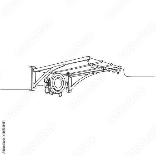 Wall-mounted retractable drying rack outline in black and white style