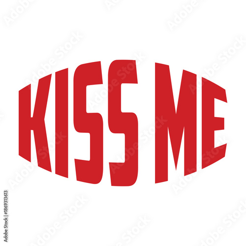 "Kiss me" black handwritten lettering with leopard print lip mark, isolated on a white background. Vector illustration perfect for t-shirt prints, posters, and romantic or fashion-themed designs