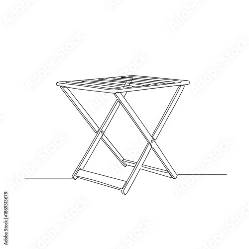 Compact drying rack outline drawing in black and white style