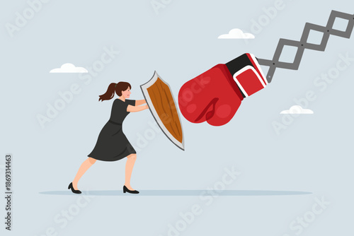 Woman Defending Against Impact