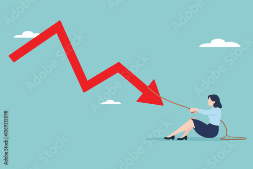 Business Woman Pulling Graph