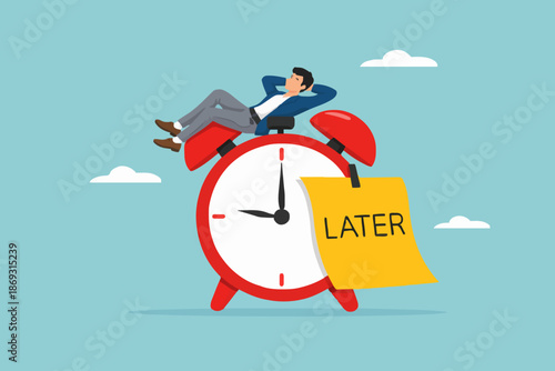 Man Resting On Alarm Clock