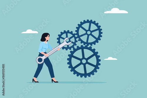 Working Woman With Gears
