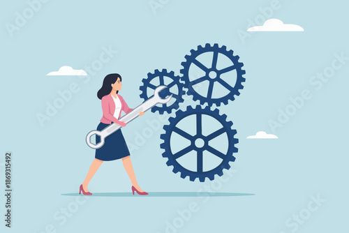 Woman Working With Gears