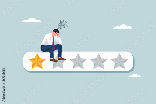 Sad Man With Rating Stars