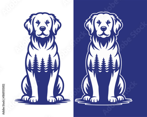 Dog and Forest Double Exposure Style Artwork