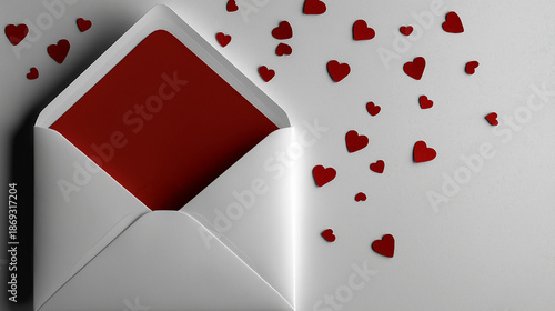Secret Messages of the Heart: An open envelope reveals a message of love, with tiny hearts delicately scattered, expressing the essence of heartfelt sentiment.