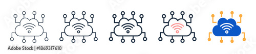 Iot Network different style icons set vector illustration. 