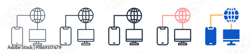 Remote Access different style icons set vector illustration. 