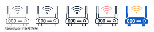 Router Device different style icons set vector illustration. 