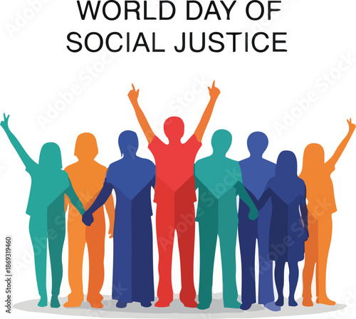 Celebrating the World Day of social justice with diverse people united for equality