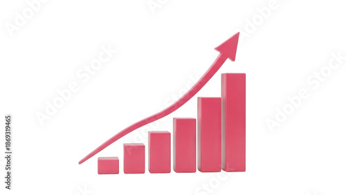 Free Download Pink Bar Chart with Upward Trend Arrow isolated on a transparent background graph growth - GFXLoad