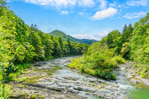 北海道 芦別川 の三段滝

