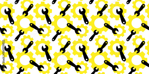 industrial service seamless background with mechanical gears and spanners for technical support website design