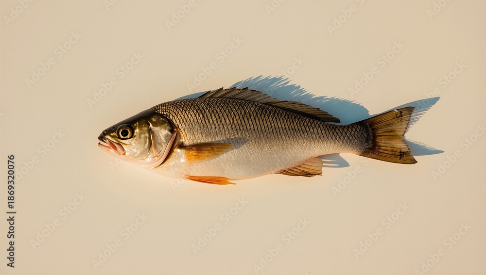 Naklejka premium Fresh, caught fish laying on a sandy surface during a warm, sunny day