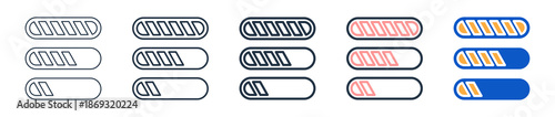 Progress Bar different style icons set vector illustration. 