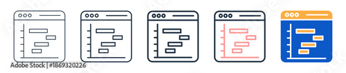 Gantt Chart different style icons set vector illustration. 