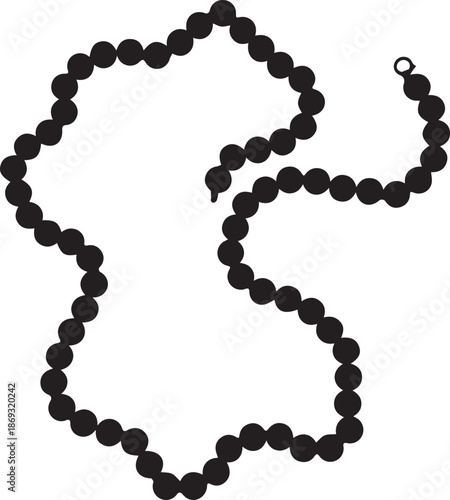 Elegant black beaded necklace with clasp on white background