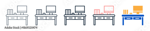 Work Table different style icons set vector illustration. 