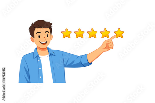 Man giving a 5-star rating