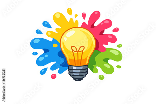 Light bulb with colorful splashes