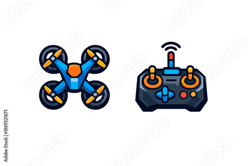 Drone and Remote Control Icon Set