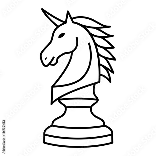 Chess Knight icon in line style. Chess icon in line style