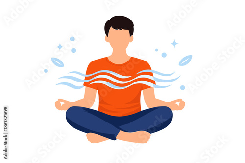 Person meditating with aura and flowing energy