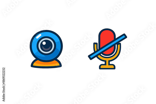 Webcam and Mute Microphone Icons