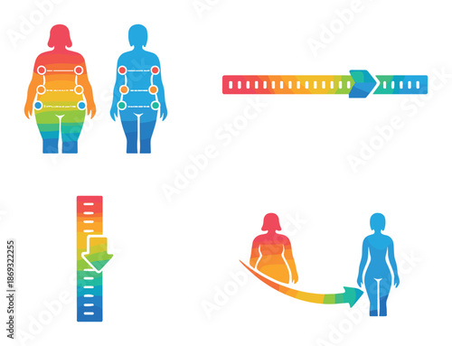 Colorful heat map visualization of human body with temperature gradients