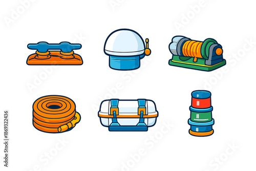 Set of nautical equipment icons