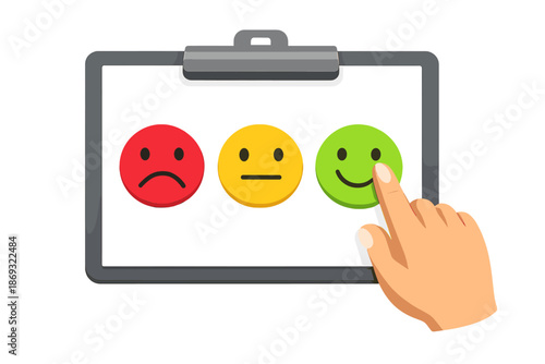 Customer feedback satisfaction survey with emoticons