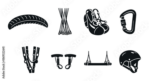 Essential paragliding gear set including harness and helmet for safe flying