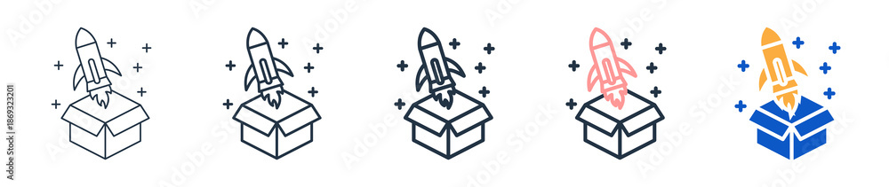 Foto Product Launch different style icons set vector illustration.