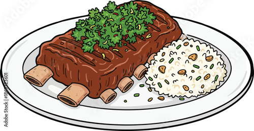 BBQ Pork Ribs With Garlic Fried Rice