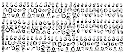 Retro cartoon legs and hands, Hands with gloves and feet with boots, various poses for characters, a set of poses, gestures, placement of hands and feet. Mascot character set. Cartoon set of limbs